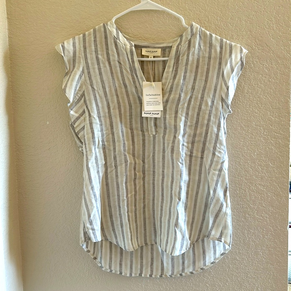 Brand new striped linen blouse